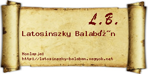 Latosinszky Balabán névjegykártya